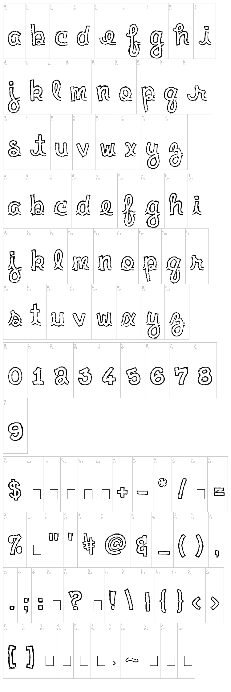 Clementine Sketch font map